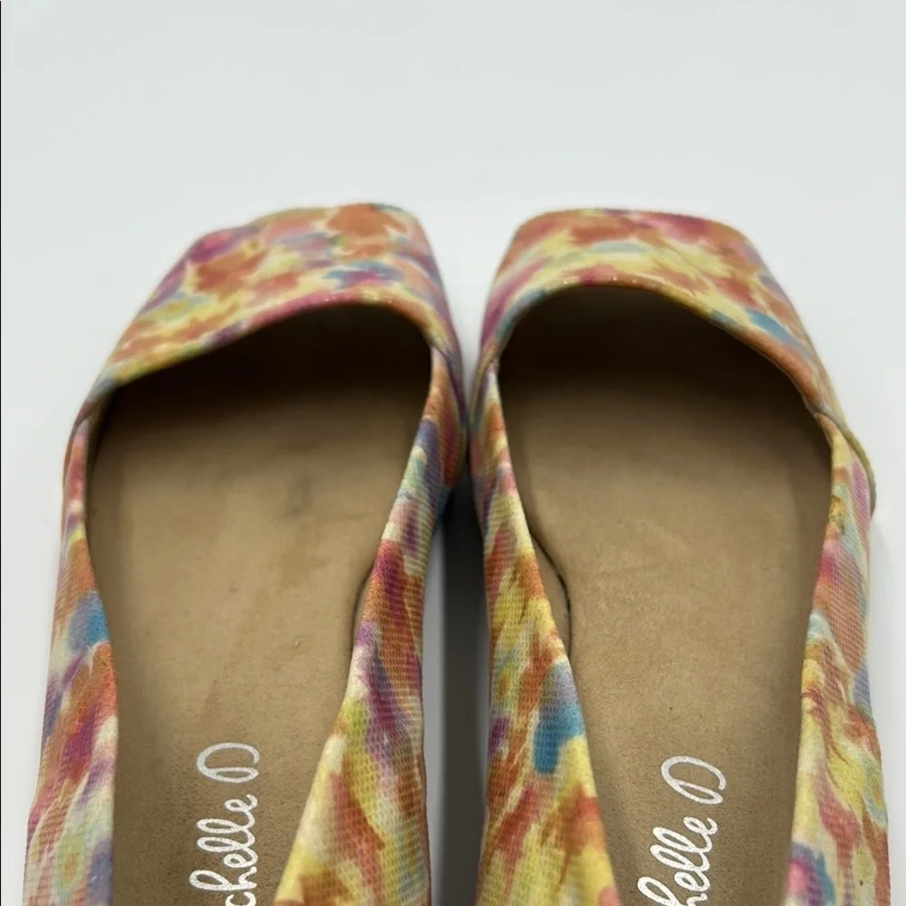 Michelle D Ellena Wedge Women's 10M Floral Slip On Peep Tow Yellow Pink